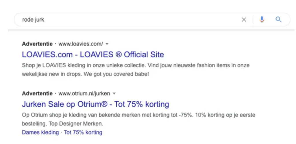 Voorbeeld advertentie rode jurk