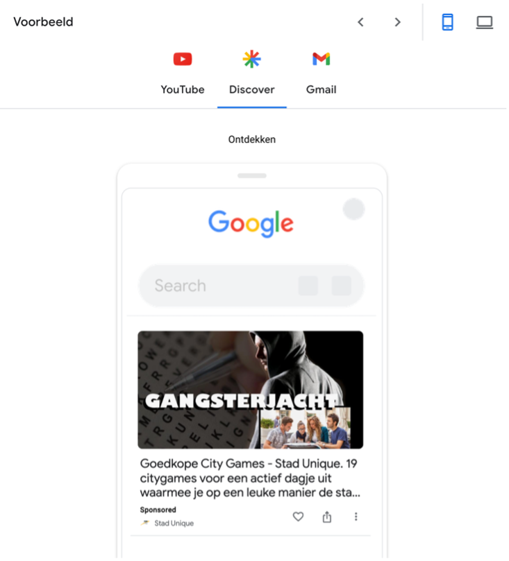 Enkelvoudige beeldadvertentie demand gen