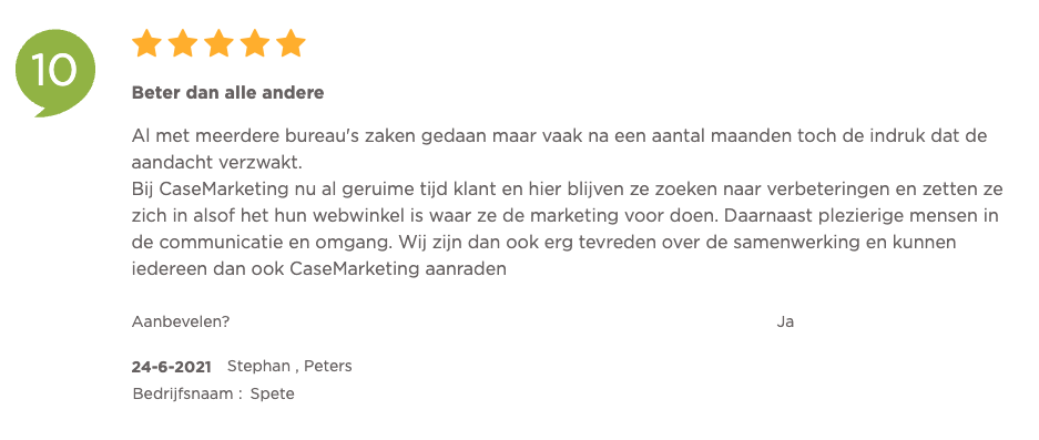 CaseMarketing klantenvertellen review Stephan