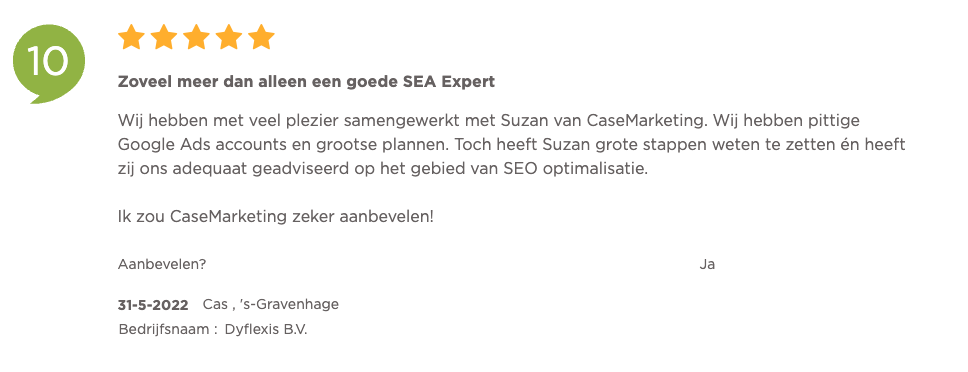 CaseMarketing klantenvertellen review Cas