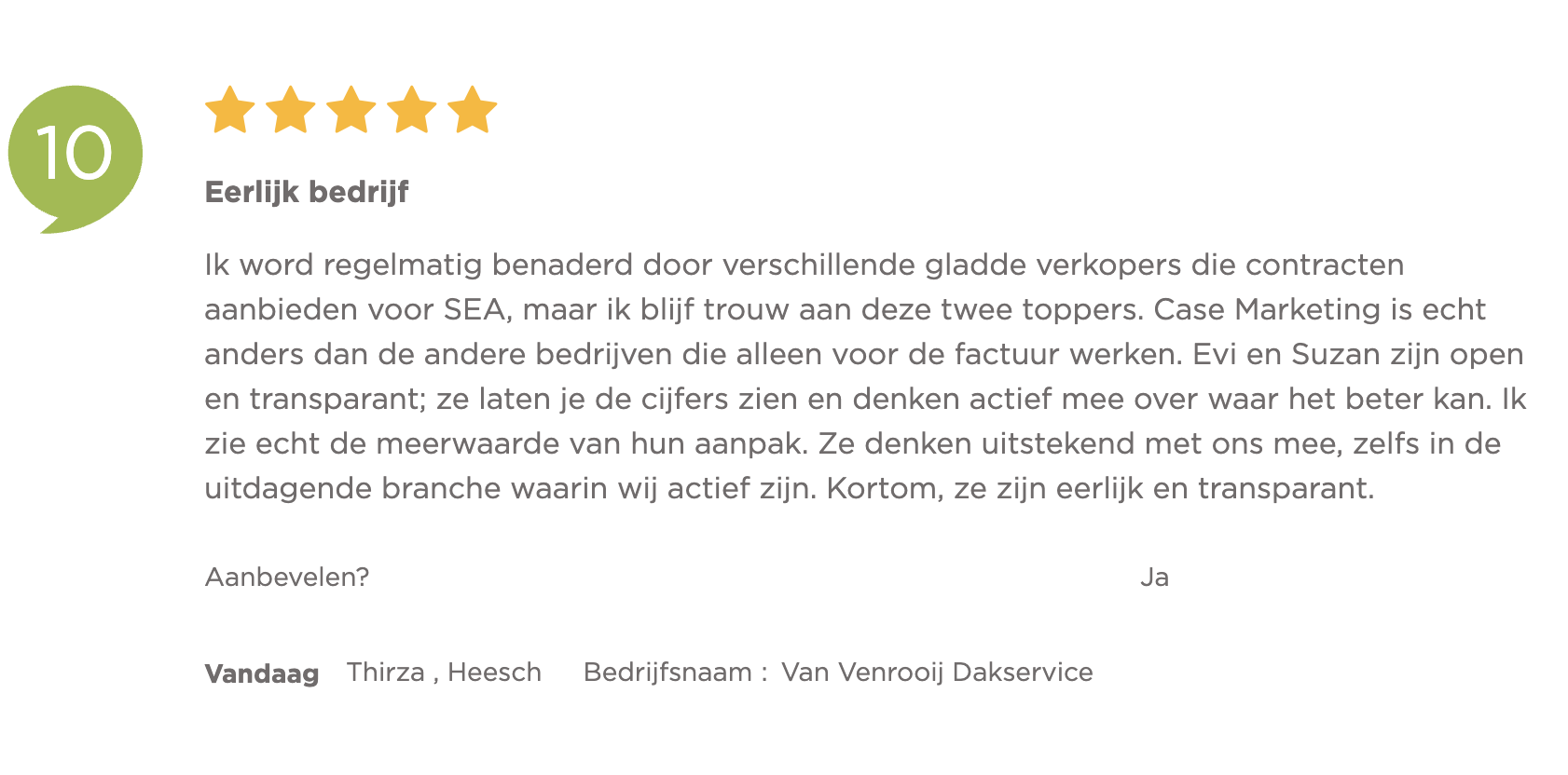 CaseMarketing klantenvertellen review Van Venrooij Dakservice