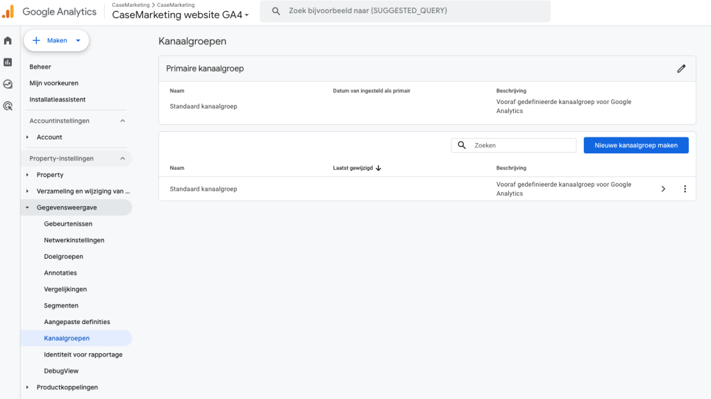 Kanaalgroepen Google Analytics