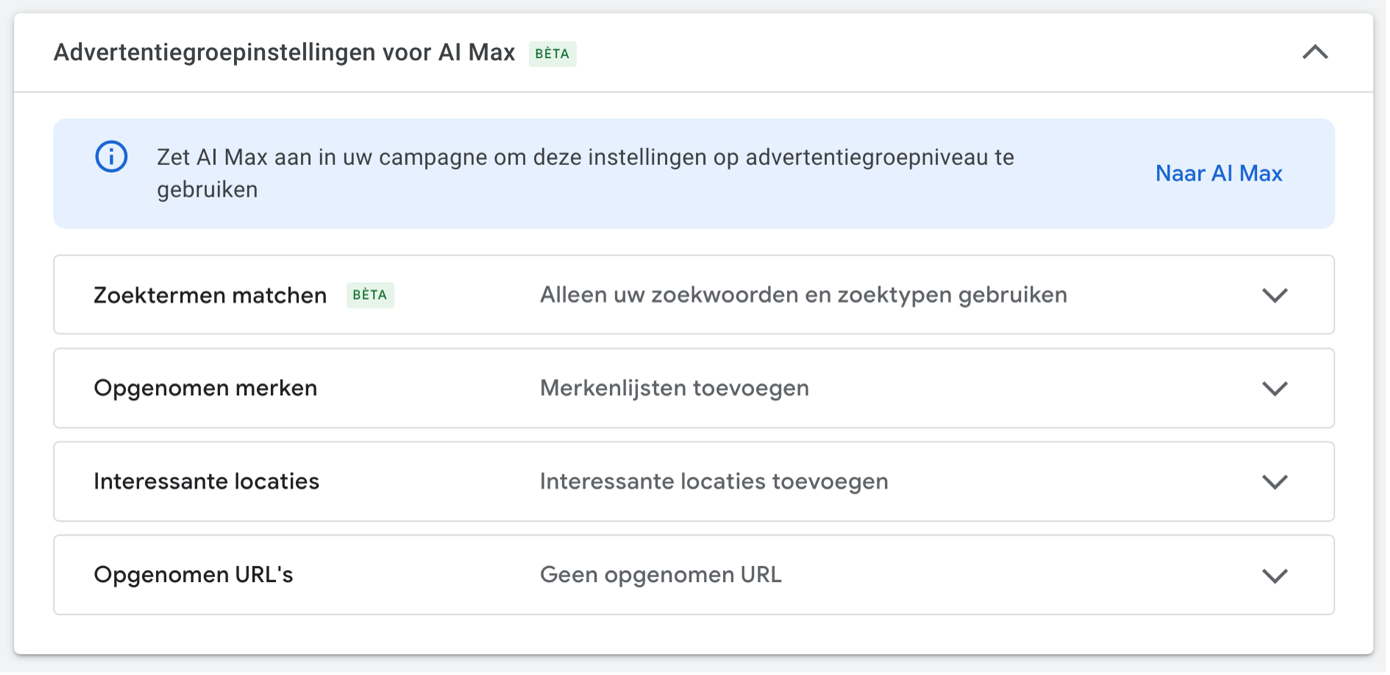 AI Max advertentiegroepen