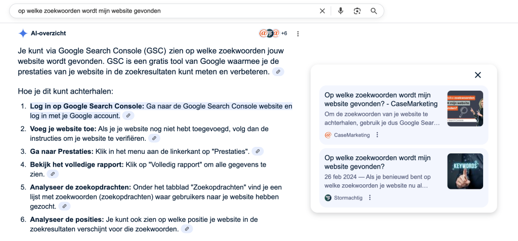 Voorbeeld Google's overviews toekomst van AI