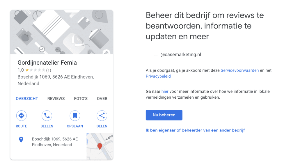 Bedrijf claimen in Google