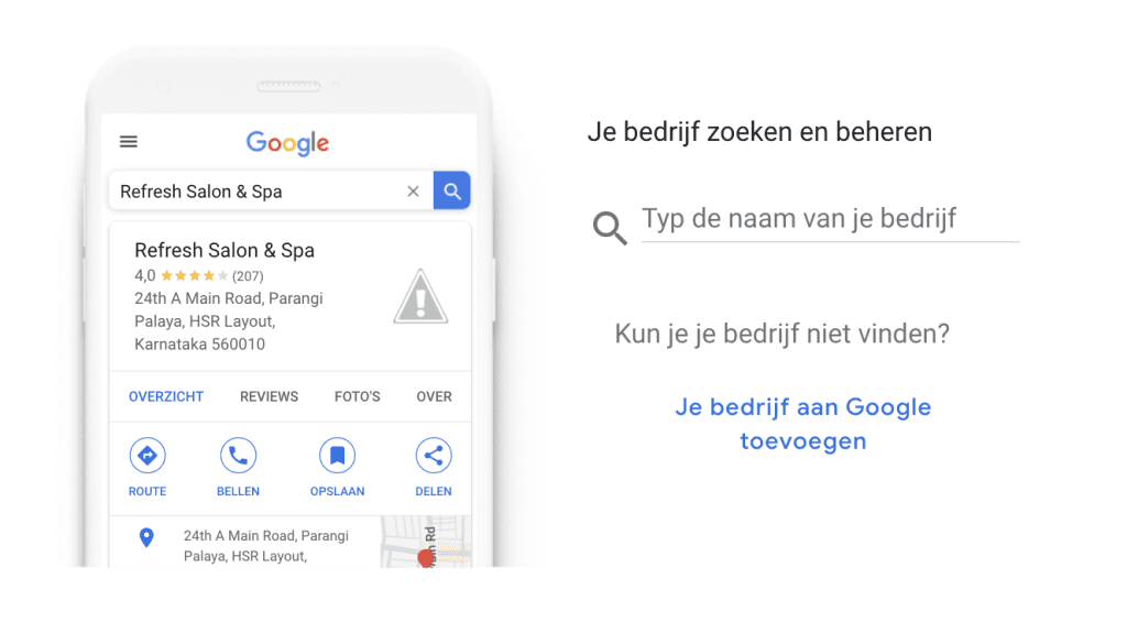 Google My Business bedrijf zoeken