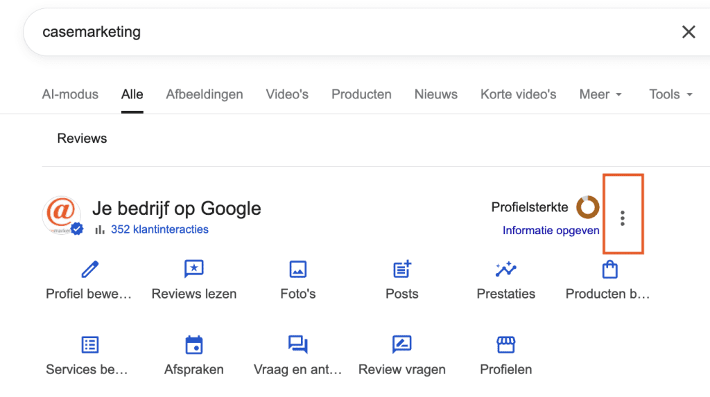 Instellingen Google Bedrijfsprofiel 
