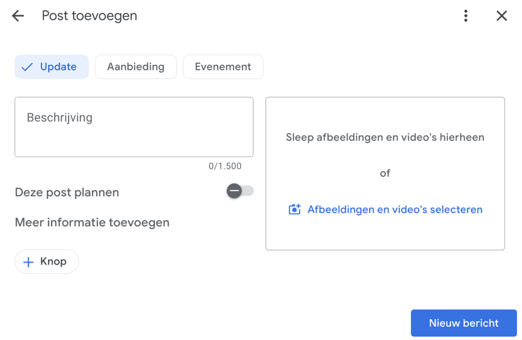 Post toevoegen Google My Business