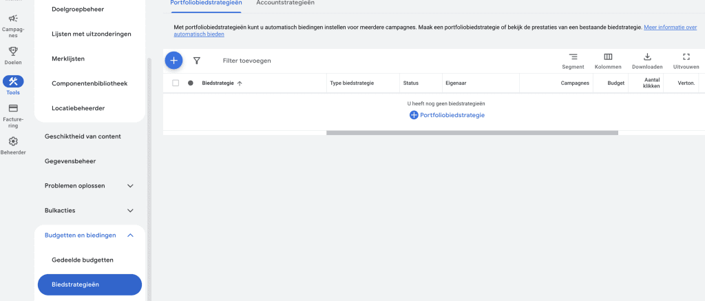 Portfolio biedstrategieën Google Ads