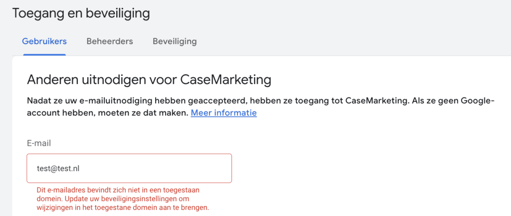 Foutmelding toegestaan domein Google Ads
