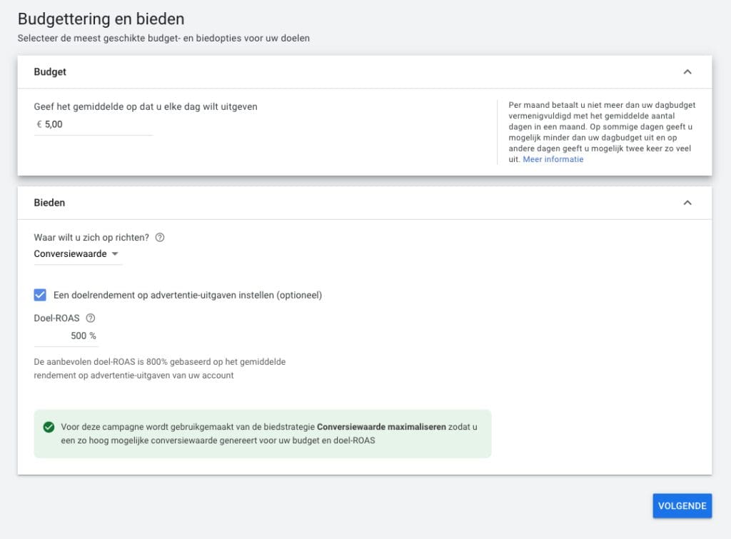 Budgettering en bieden Google Ads