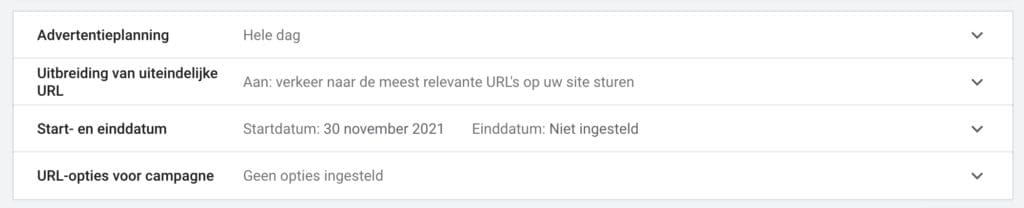 Meer instellingen Google Ads