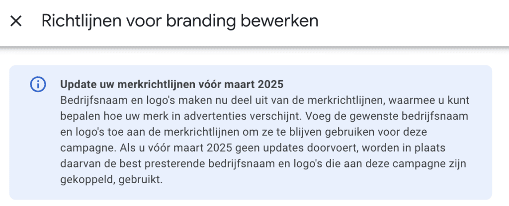 Update merkrichtlijnen in Performance Max