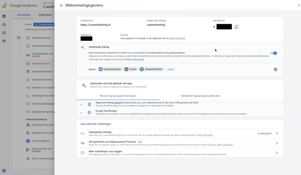 Webstreamgegevens Google Analytics 4