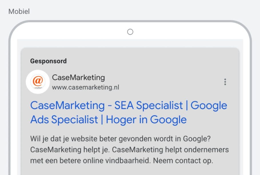 Google bedrijfsnaam en logo in advertentie na adverteerdersverificatie