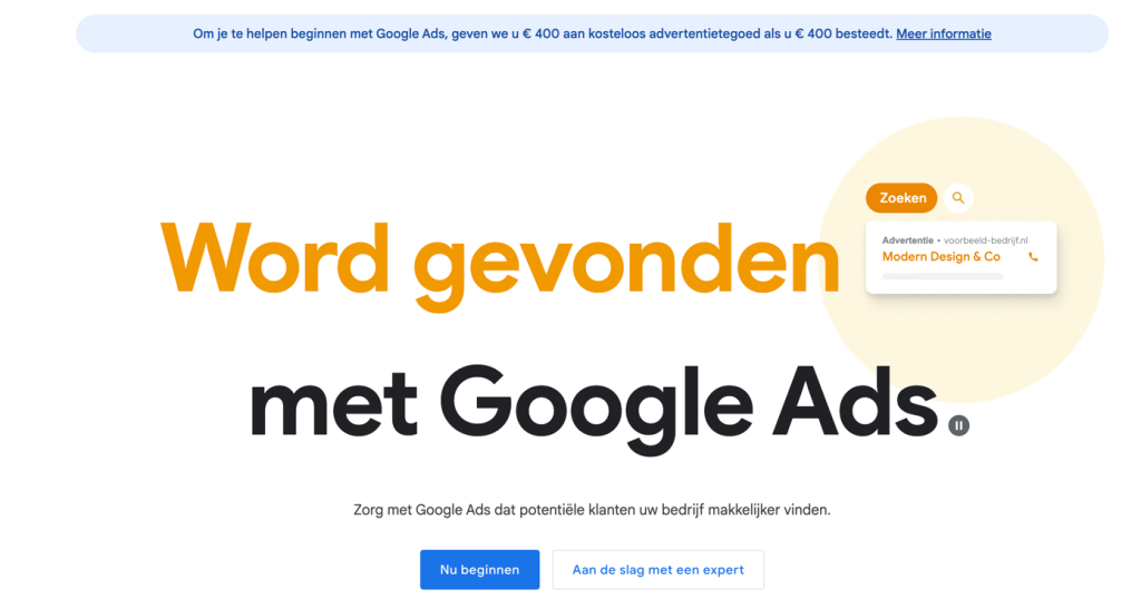 Word gevonden met Google Ads 
