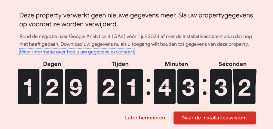 Google Analytics UA aftellen verwijderen