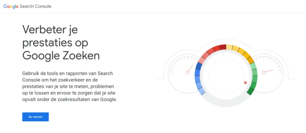 Google Search Console beginscherm