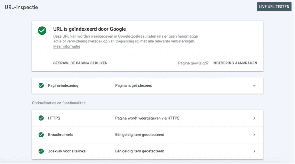 URL-inspectie search console