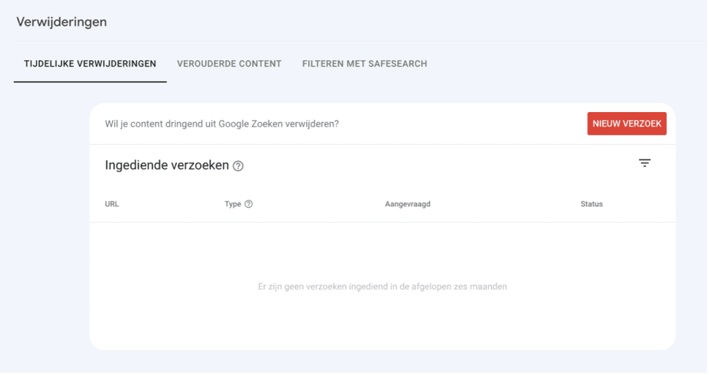 Verwijderingen google search console