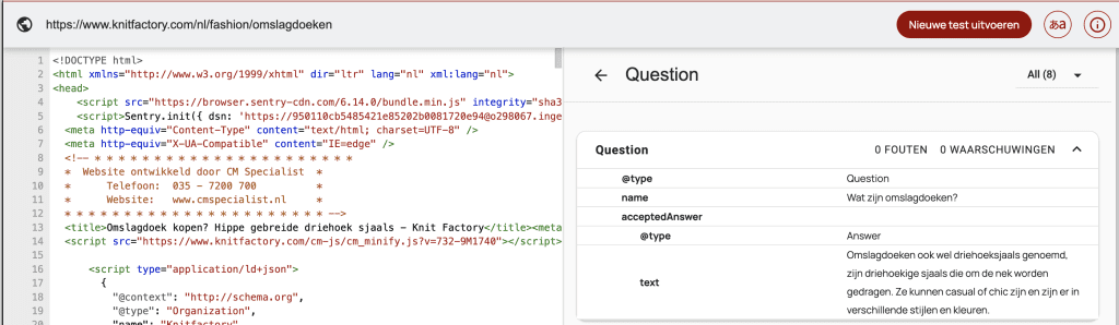 Question schema markup