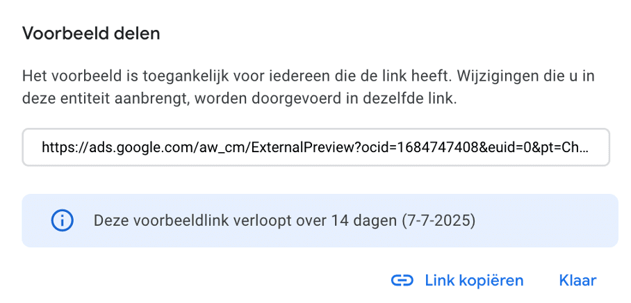 Performance Max advertentie voorbeeld delen