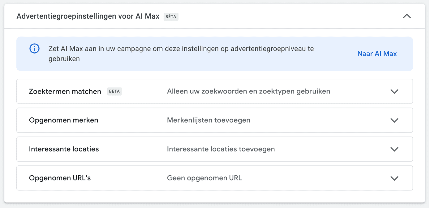 AI Max advertentiegroepen