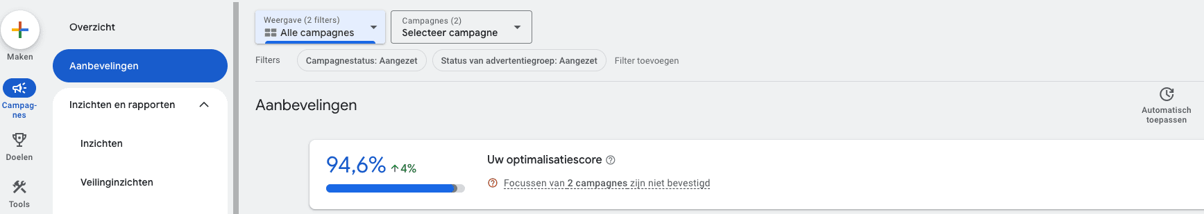 Automatische aanbevelingen