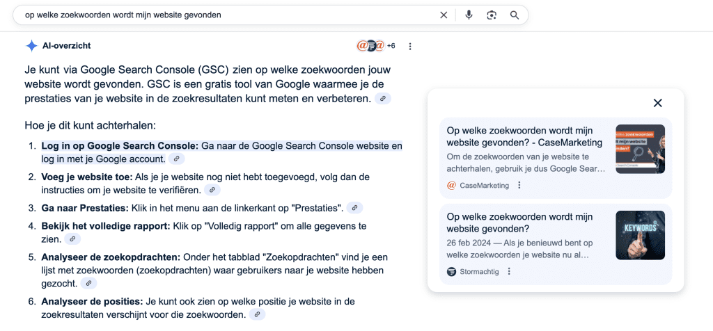 Voorbeeld Google's overviews toekomst van AI