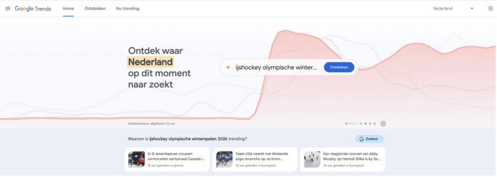 Google Trends homepagina 
