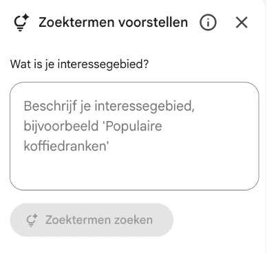 Zoektermen voorstellen Gemini